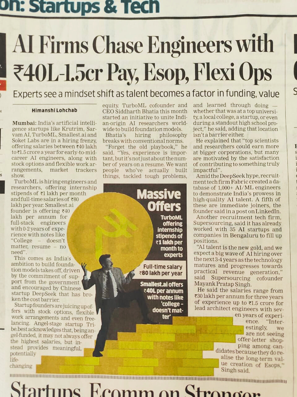 AI Firms Chase Engineers with ₹40L-1.5cr Pay, Esop, Flexi Ops
